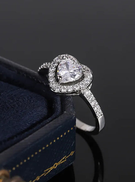 KissICON KissIcon 925 Silver Plated Ring For Women Heart Zircon