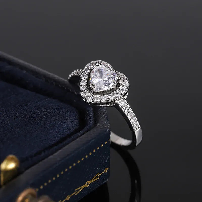 KissICON KissIcon 925 Silver Plated Ring For Women Heart Zircon