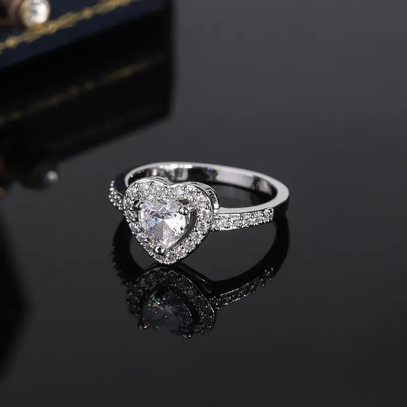 KissICON KissIcon 925 Silver Plated Ring For Women Heart Zircon
