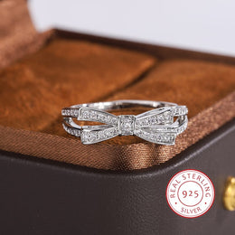 KissICON KissIcon 925 Silver Plated Ring Women - Bow Zircon Shine