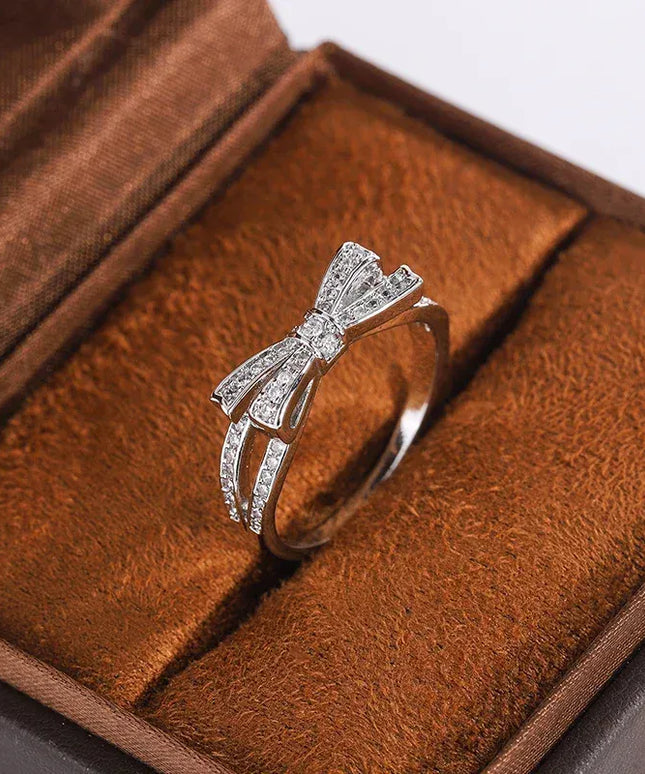 KissICON KissIcon 925 Silver Plated Ring Women - Bow Zircon Shine