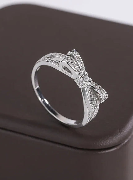 KissICON KissIcon 925 Silver Plated Ring Women - Bow Zircon Shine