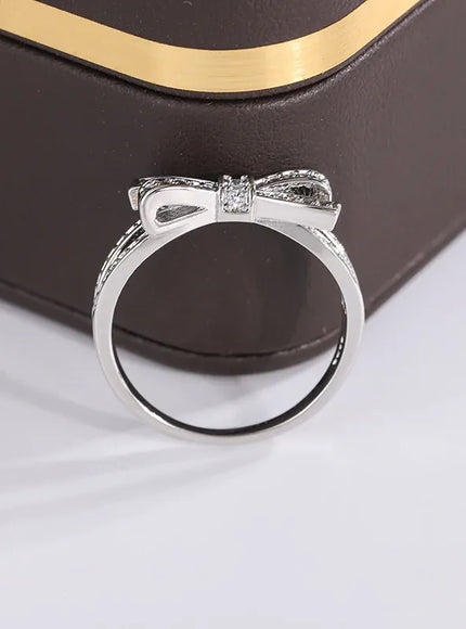 KissICON KissIcon 925 Silver Plated Ring Women - Bow Zircon Shine