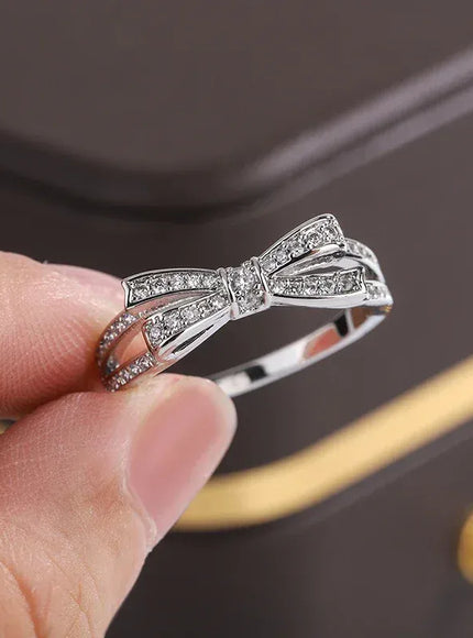 KissICON KissIcon 925 Silver Plated Ring Women - Bow Zircon Shine