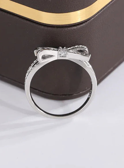 KissICON KissIcon 925 Silver Plated Ring Women - Bow Zircon Shine
