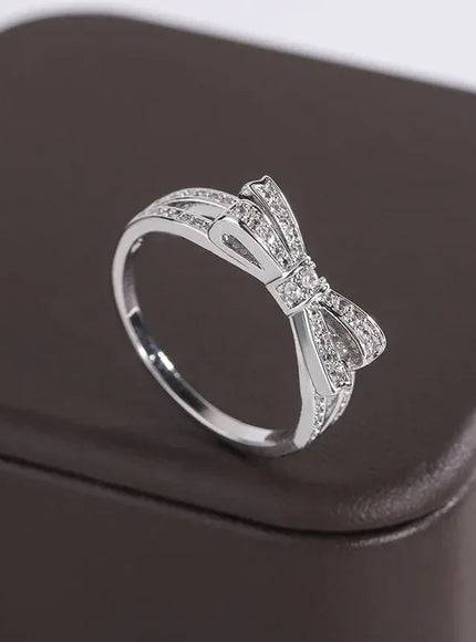 KissICON KissIcon 925 Silver Plated Ring Women - Bow Zircon Shine