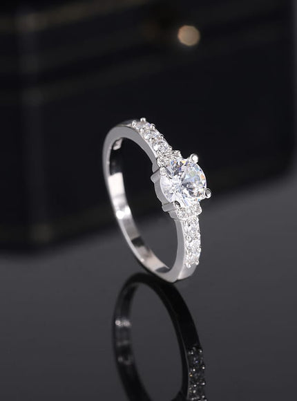 KissICON KissIcon 925 Silver Plated Zircon Ring - Classic Shine