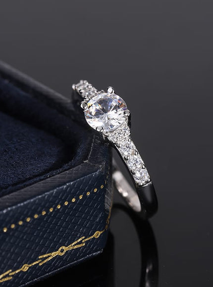 KissICON KissIcon 925 Silver Plated Zircon Ring - Classic Shine