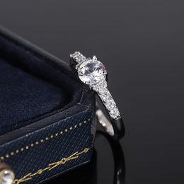 KissICON KissIcon 925 Silver Plated Zircon Ring - Classic Shine