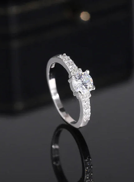 KissICON KissIcon 925 Silver Plated Zircon Ring - Classic Shine