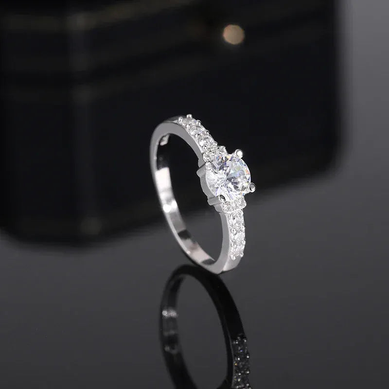 KissICON KissIcon 925 Silver Plated Zircon Ring - Classic Shine