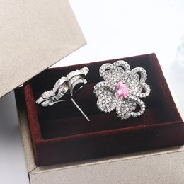 KissICON KissIcon 925 Silver Zircon Flower Earrings Gift Women