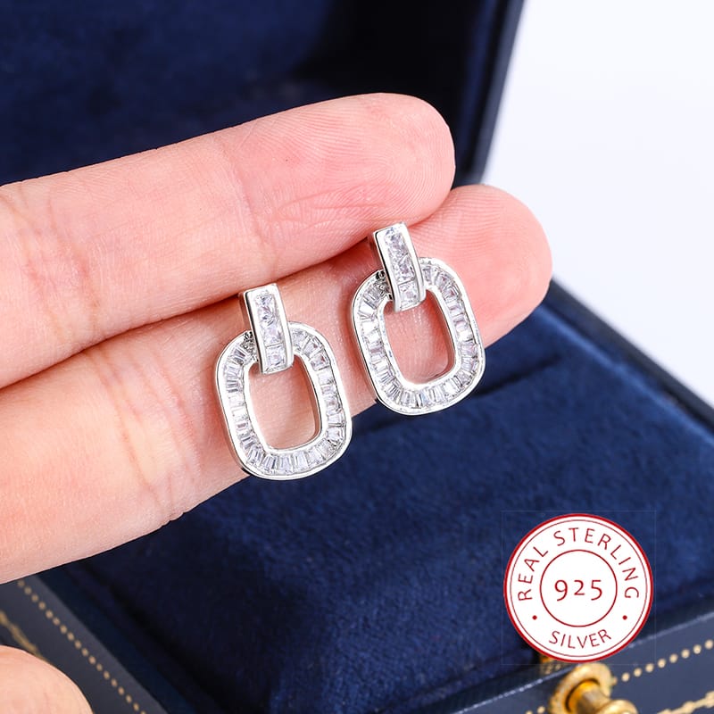 KissICON KissIcon 925 Silver Zircon Geometric Earrings - Party Ready
