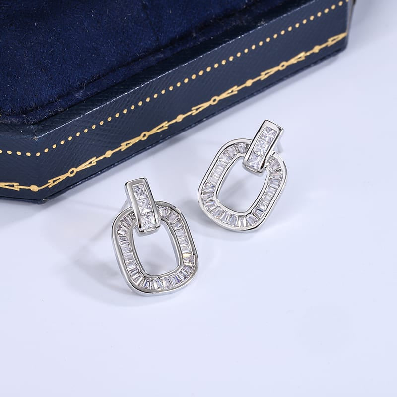 KissICON KissIcon 925 Silver Zircon Geometric Earrings - Party Ready