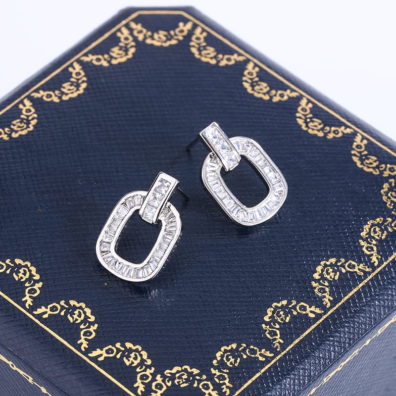 KissICON KissIcon 925 Silver Zircon Geometric Earrings - Party Ready