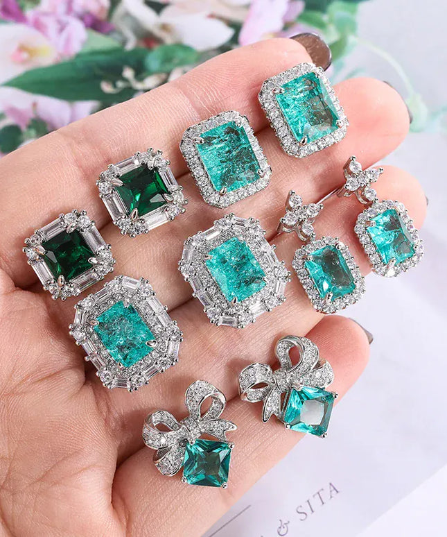 KissICON KissIcon 925 Sterling Silver Earrings -Green Zircon Sparkle