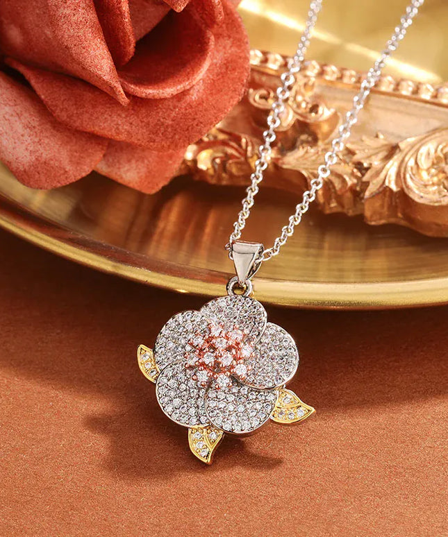 KissICON KissIcon 925 Sterling Silver Plated Necklace - Flower Design