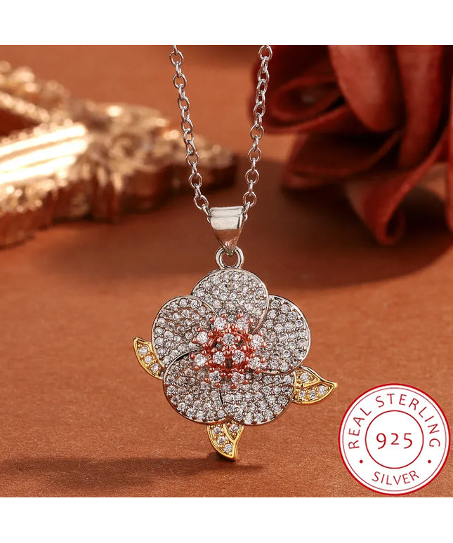 KissICON KissIcon 925 Sterling Silver Plated Necklace - Flower Design
