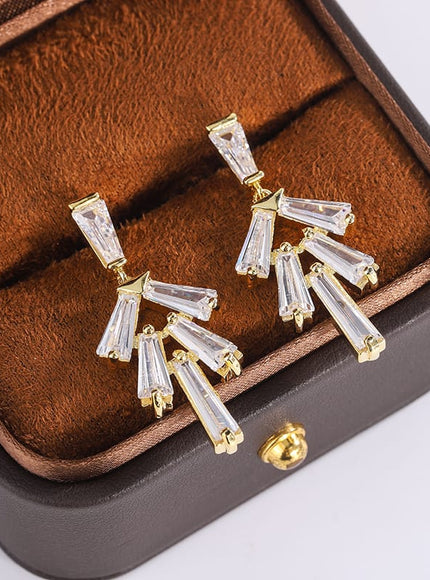 KissICON KissIcon AAAA Zircon Earrings Long Drop Silver Plated