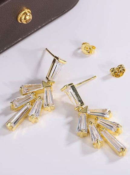 KissICON KissIcon AAAA Zircon Earrings Long Drop Silver Plated