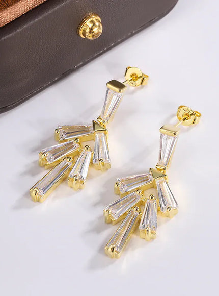 KissICON KissIcon AAAA Zircon Earrings Long Drop Silver Plated