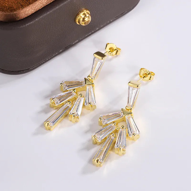 KissICON KissIcon AAAA Zircon Earrings Long Drop Silver Plated