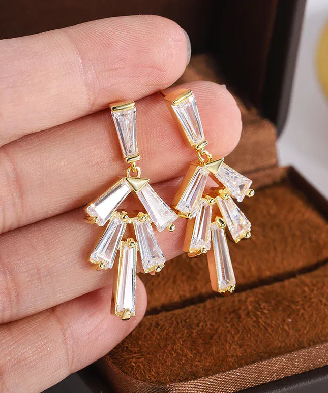 KissICON KissIcon AAAA Zircon Earrings Long Drop Silver Plated