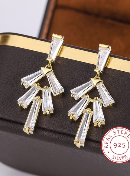 KissICON KissIcon AAAA Zircon Earrings Long Drop Silver Plated