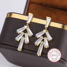KissICON KissIcon AAAA Zircon Earrings Long Drop Silver Plated