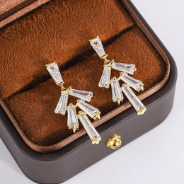 KissICON KissIcon AAAA Zircon Earrings Long Drop Silver Plated