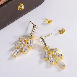 KissICON KissIcon AAAA Zircon Earrings Long Drop Silver Plated