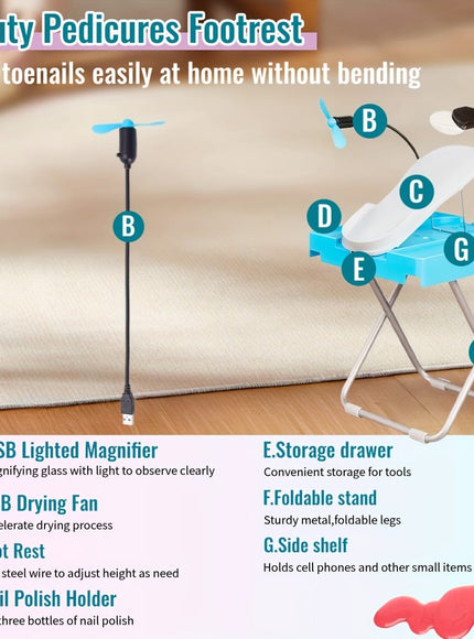 KissICON KissIcon ABS Pedicure Stool With LED Magnifier And
