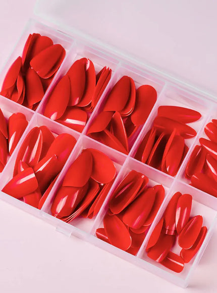 KissICON KissIcon Almond Nails Set - Red White Glossy