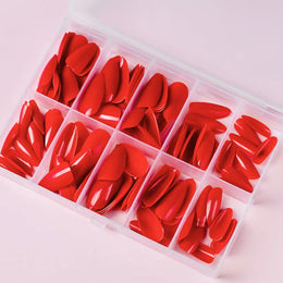 KissICON KissIcon Almond Nails Set - Red White Glossy