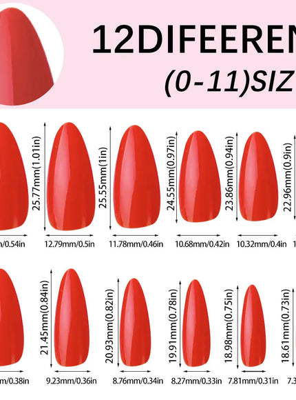 KissICON KissIcon Almond Nails Set - Red White Glossy