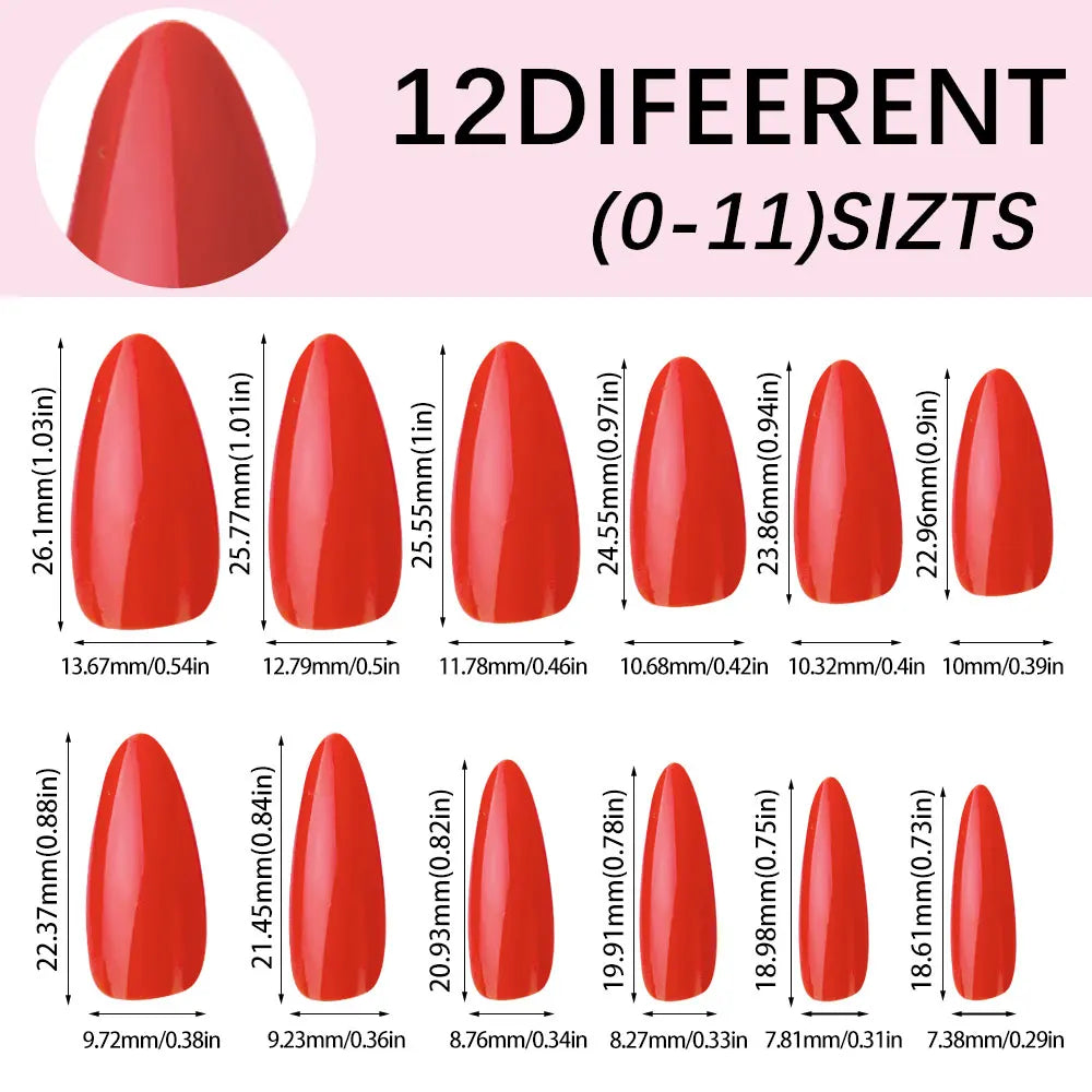 KissICON KissIcon Almond Nails Set - Red White Glossy