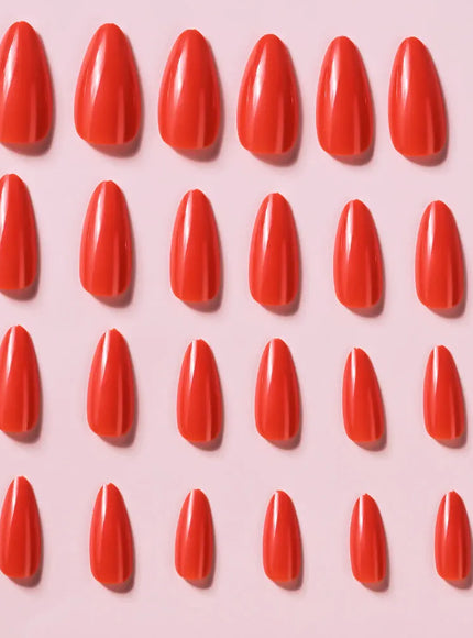 KissICON KissIcon Almond Nails Set - Red White Glossy
