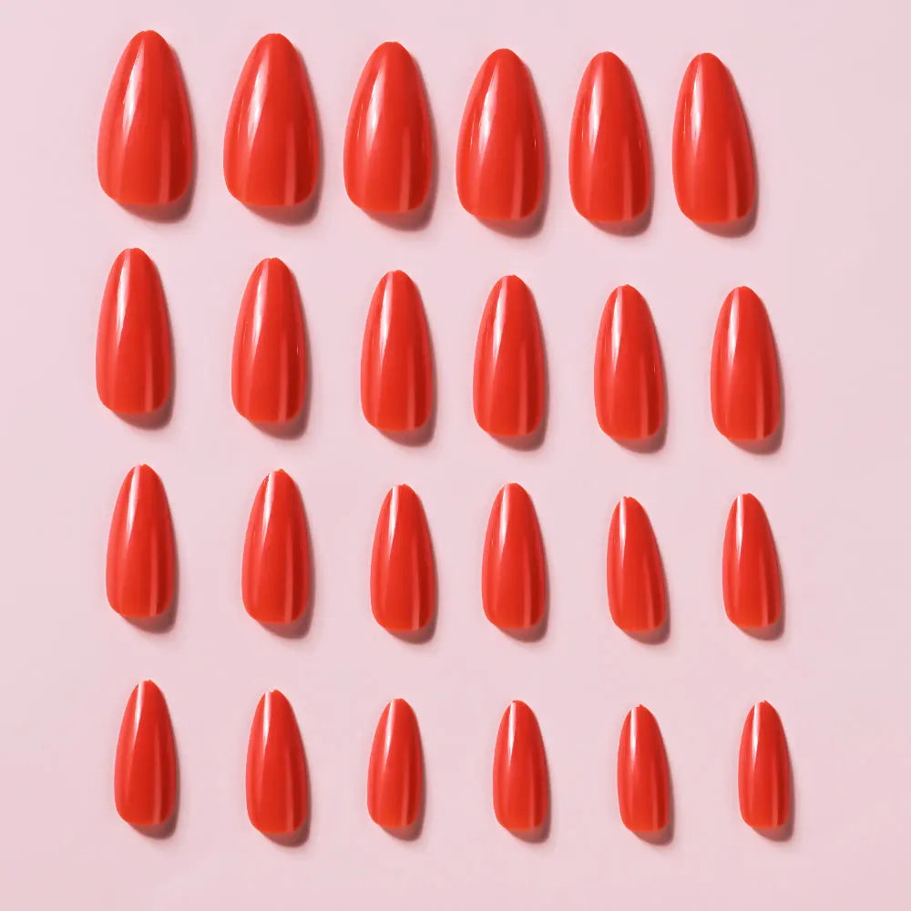 KissICON KissIcon Almond Nails Set - Red White Glossy
