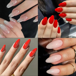 KissICON KissIcon Almond Nails Set - Red White Glossy