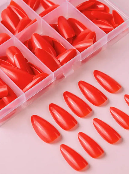 KissICON KissIcon Almond Nails Set - Red White Glossy
