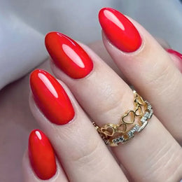 KissICON KissIcon Almond Nails Set - Red White Glossy