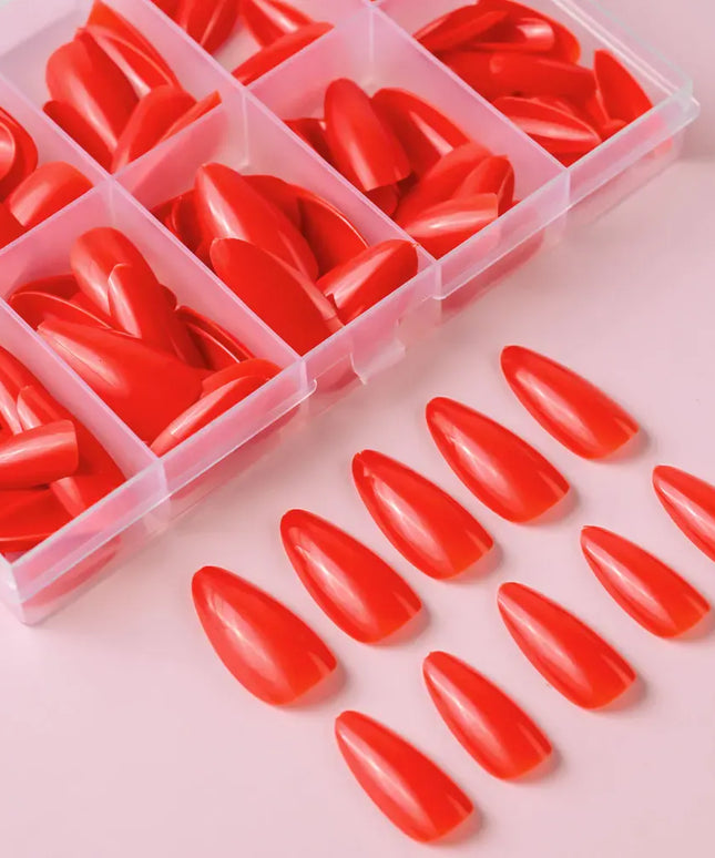 KissICON KissIcon Almond Nails Set - Red White Glossy
