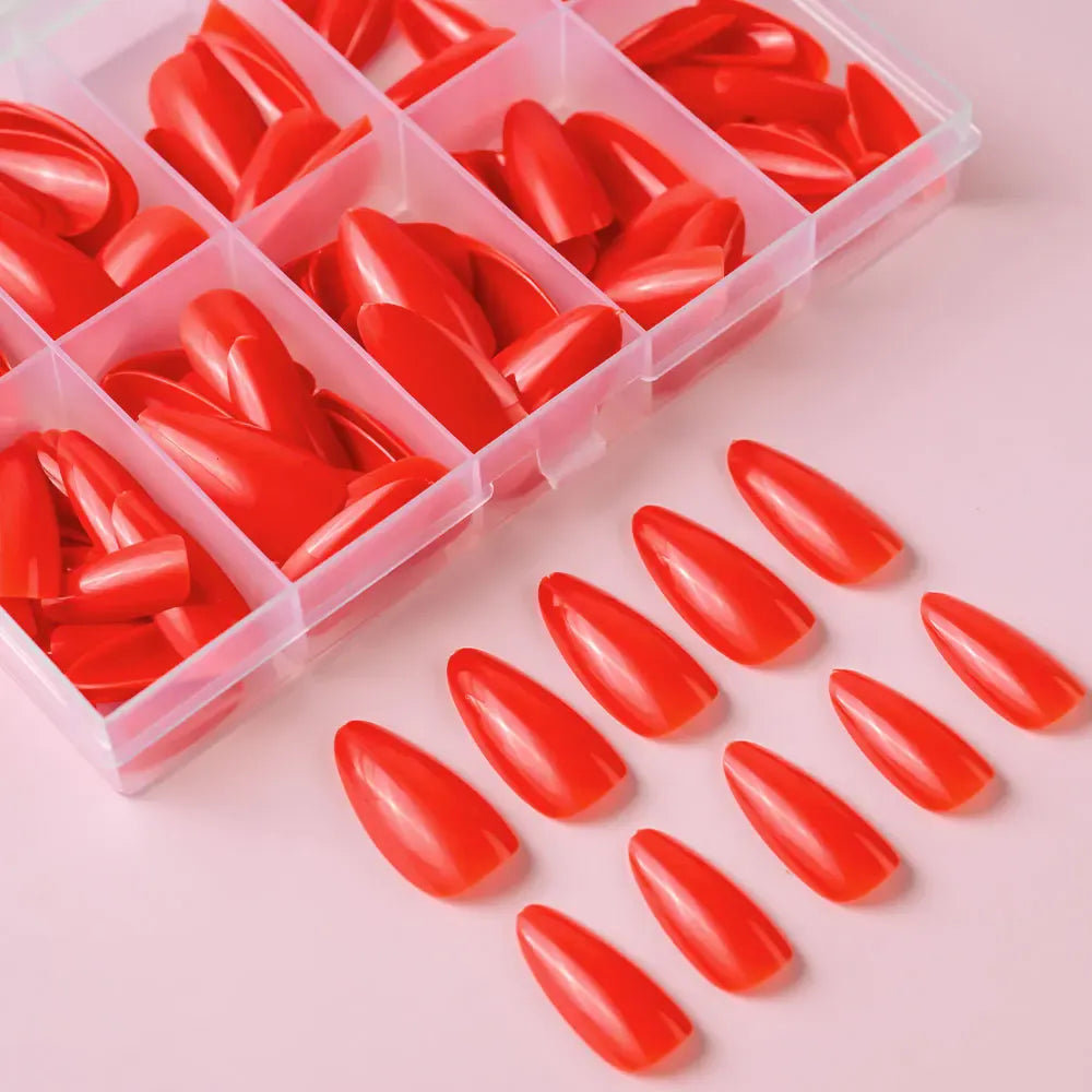 KissICON KissIcon Almond Nails Set - Red White Glossy
