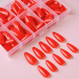 KissICON KissIcon Almond Nails Set - Red White Glossy