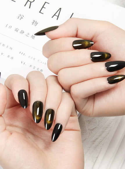 KissICON KissIcon Almond Press On Nails Cat Eye Design