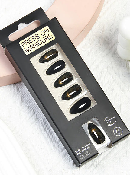 KissICON KissIcon Almond Press On Nails Cat Eye Design