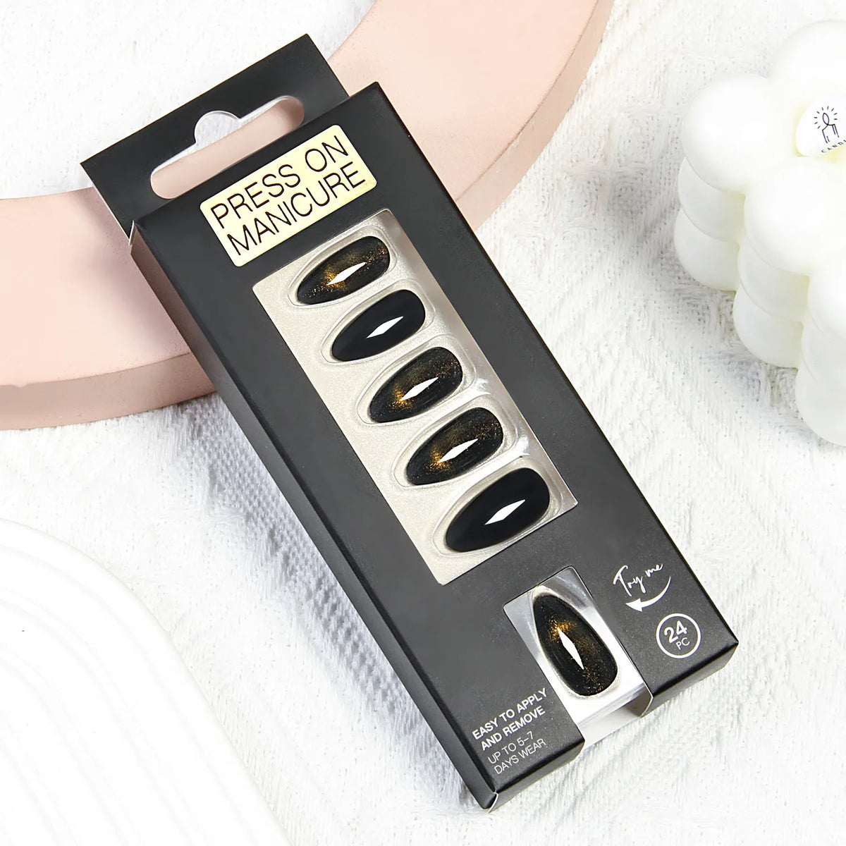KissICON KissIcon Almond Press On Nails Cat Eye Design