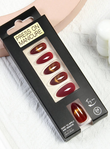 KissICON KissIcon Almond Press On Nails Cat Eye Design