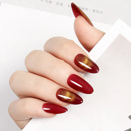 KissICON KissIcon Almond Press On Nails Cat Eye Design