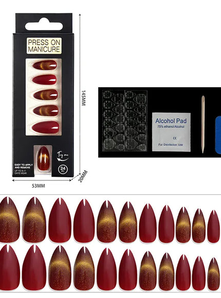 KissICON KissIcon Almond Press On Nails Cat Eye Design